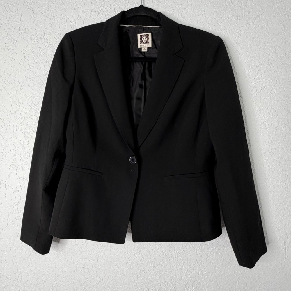 Anne Klein Black‎ Single Button Blazer Suit Jacket Womens Size 8P